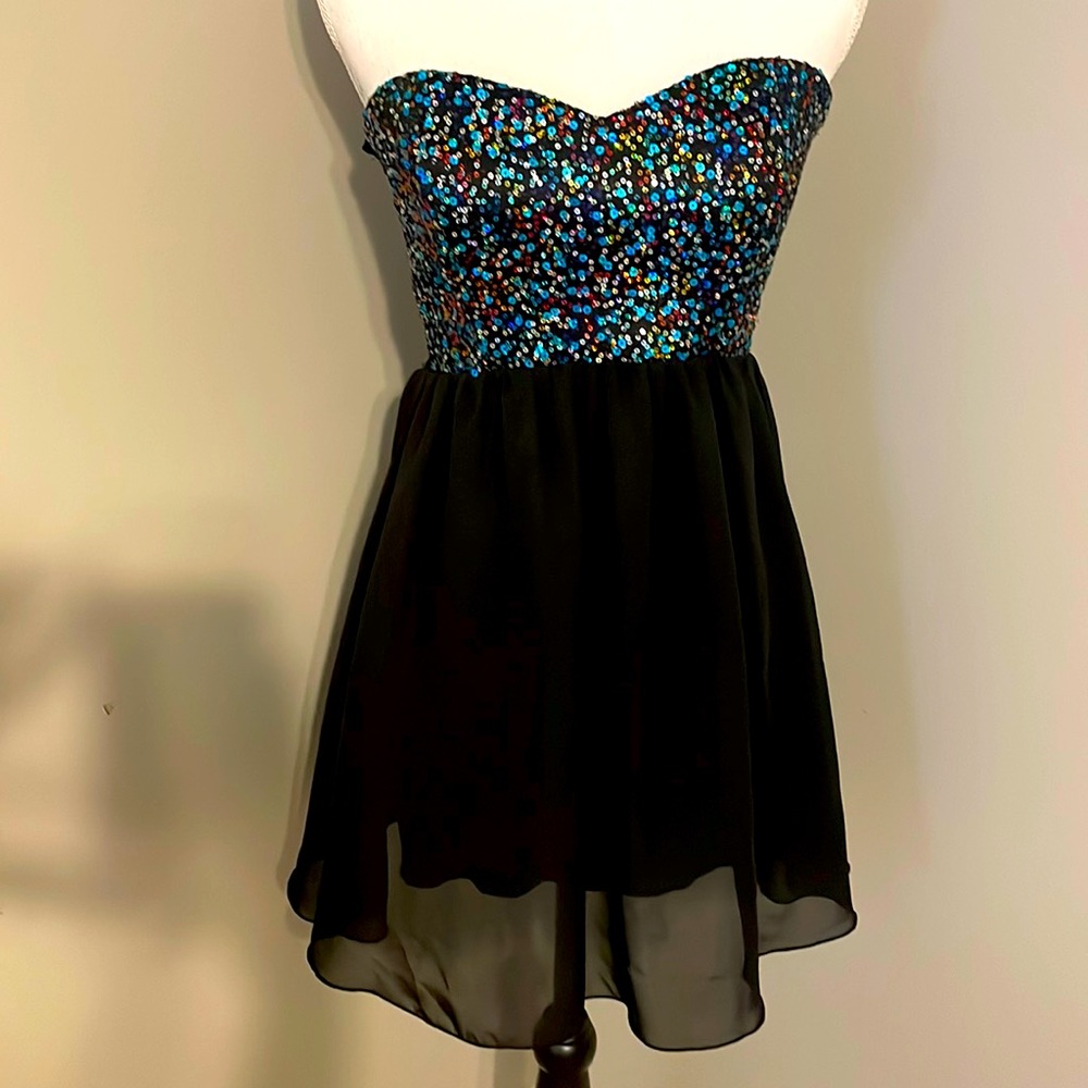 Sequined strapless skater dress
